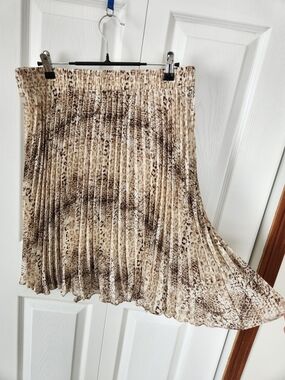Ricki's Pleated Animal Print Midi Skirt - Beige Brown